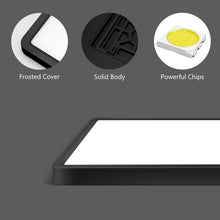 Load image into Gallery viewer, LED Flush Mount Ceiling Light Fixture with Square Black Finish, 12 Inch 24W Daylight White Flat Lighting, 3200LM 240W Equivalent for Bedroom, Bathroom, Kitchen, Hallway, .etc.