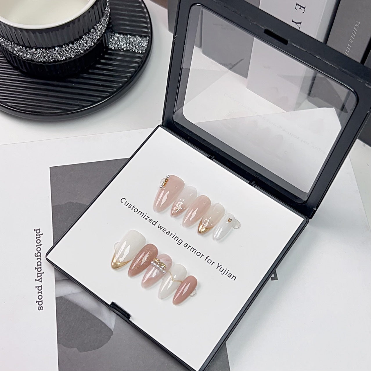 Summer Ice-Transparent Gel Nail Art: Soft and Gentle Ladylike Short Almond-Shaped Press-On Nail Patches