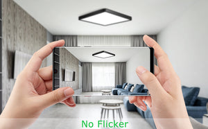 LED Flush Mount Ceiling Light Fixture with Square Black Finish, 12 Inch 24W Daylight White Flat Lighting, 3200LM 240W Equivalent for Bedroom, Bathroom, Kitchen, Hallway, .etc.
